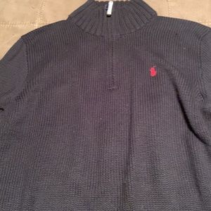 Men’s Black Polo by Ralph Lauren Double Knit Quarter Zip Pullover